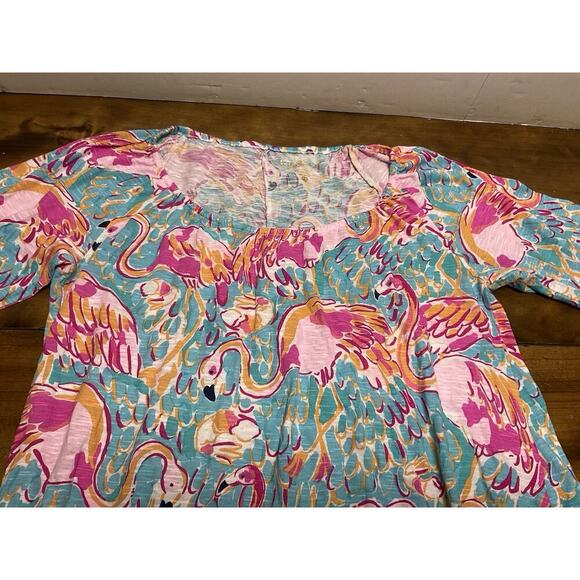 Lilly Pulitzer Alia Flamingo Size Medium Fringe Shift Dress Cover Up - Picture 3 of 14